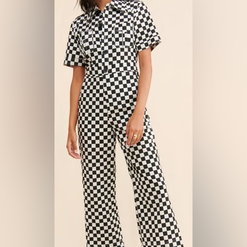 Black and White Checkered Jumpsuit